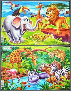 Пазл - Сафари, 14 деталей, 2 вида (Larsen, U11)